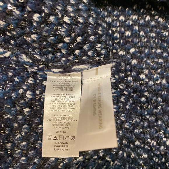 Ann Taylor night sky sequin fringed pullover sweater size Large - Picture 5 of 9